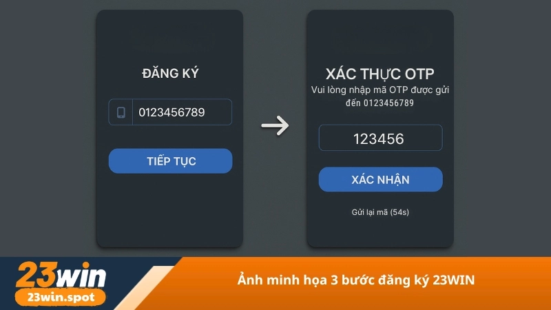Ảnh minh họa 3 bước đăng ký 23WIN