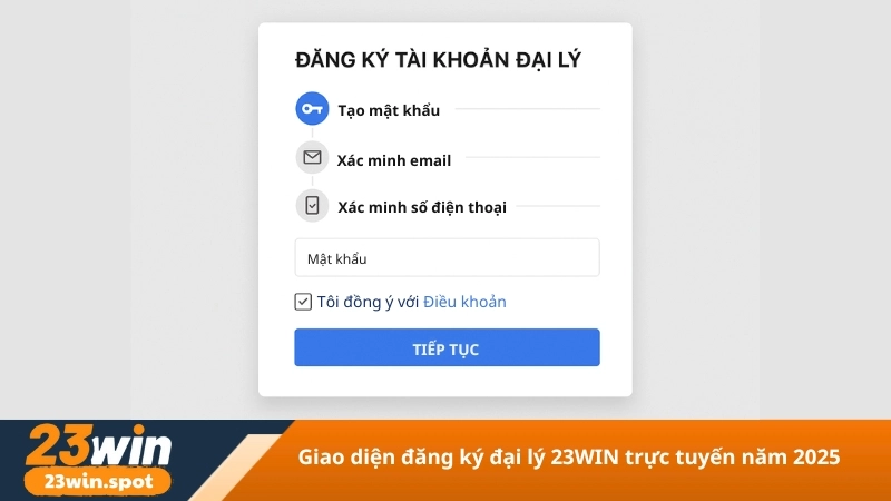 Giao diện đăng ký đại lý 23WIN trực tuyến năm 2025