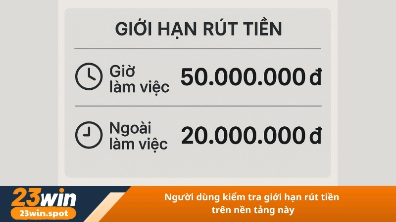 Người dùng kiểm tra giới hạn rút tiền trên nền tảng này