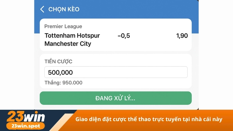 Giao diện đặt cược thể thao trực tuyến tại nhà cái này