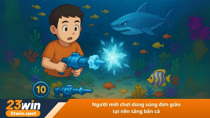Người mới chơi dùng súng đơn giản tại nền tảng bắn cá